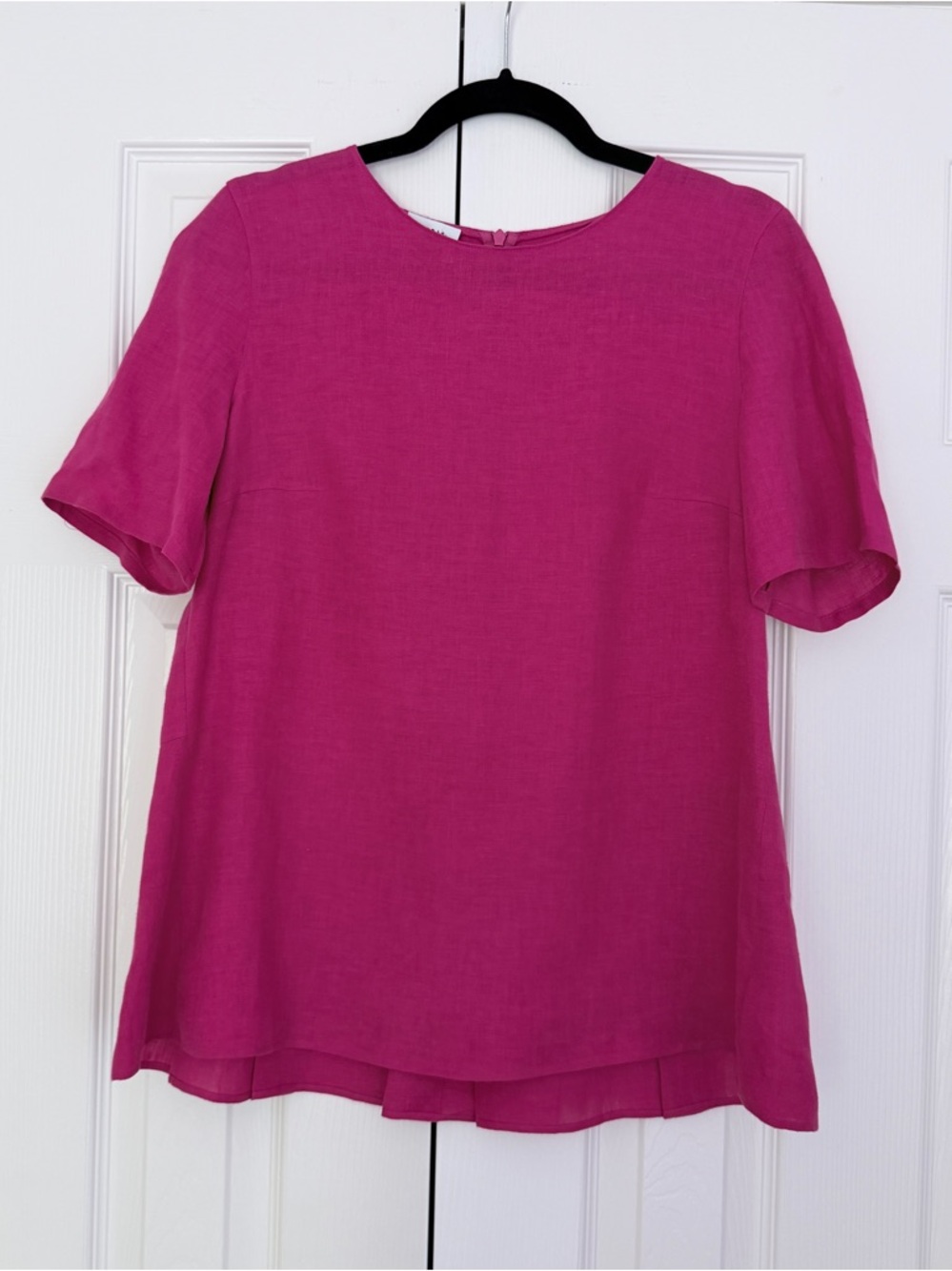 Akris Punto Fuchsia Short-Sleeve Linen Blouse size 8